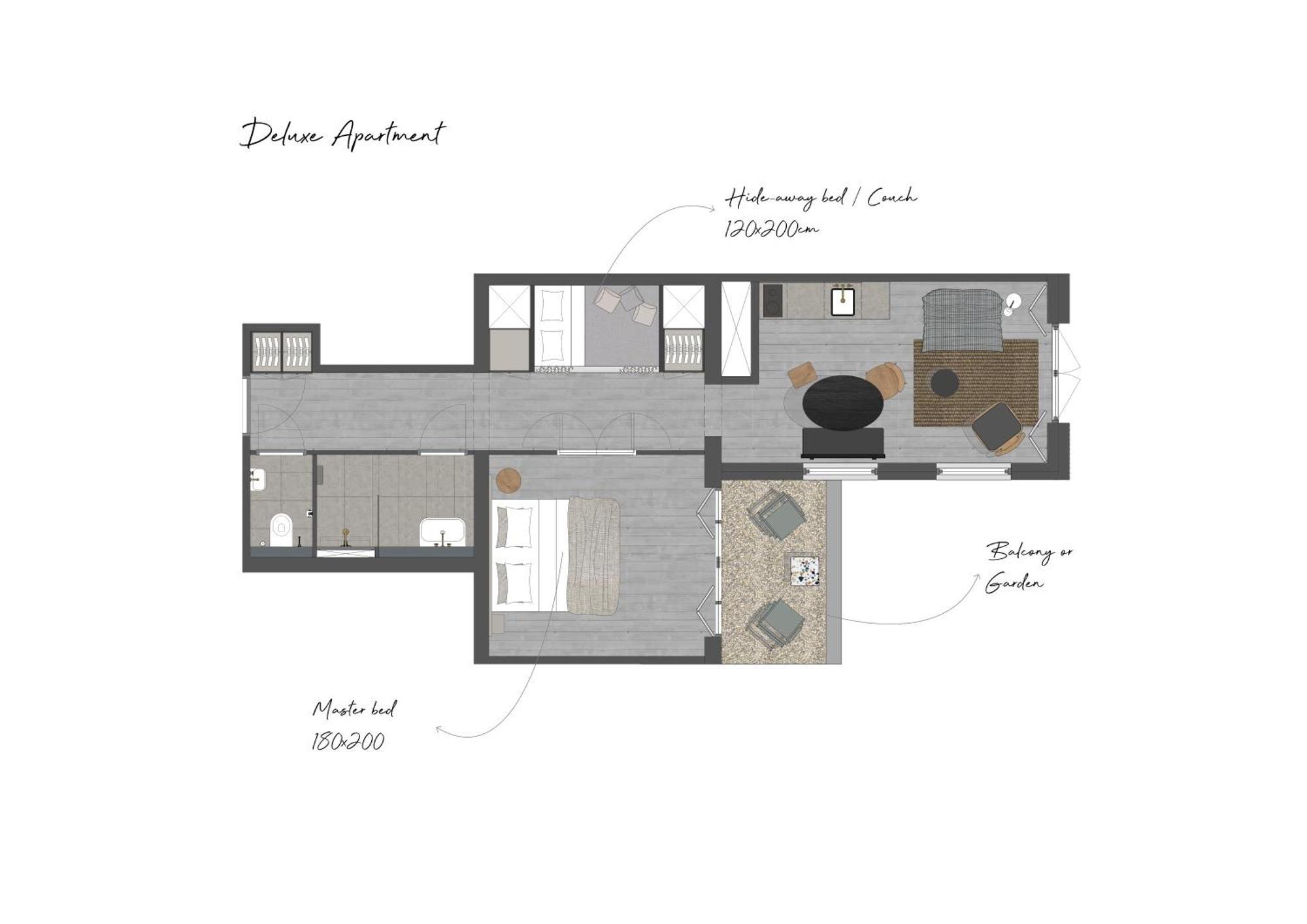 Boutique Hotel Benedict Noordwijk Pokój zdjęcie A floor plan of a typical apartment