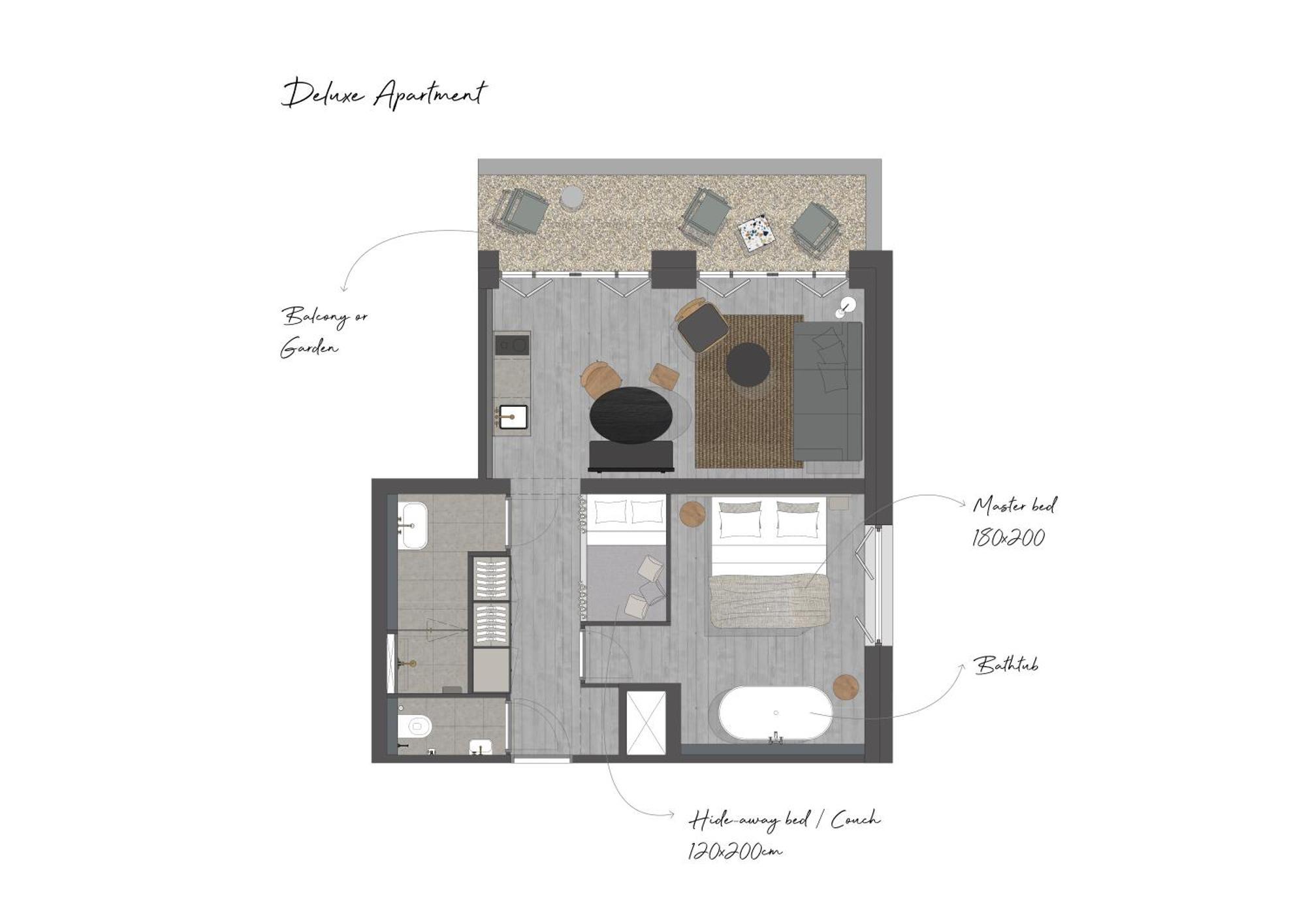 Boutique Hotel Benedict Noordwijk Zewnętrze zdjęcie A floor plan of a typical apartment